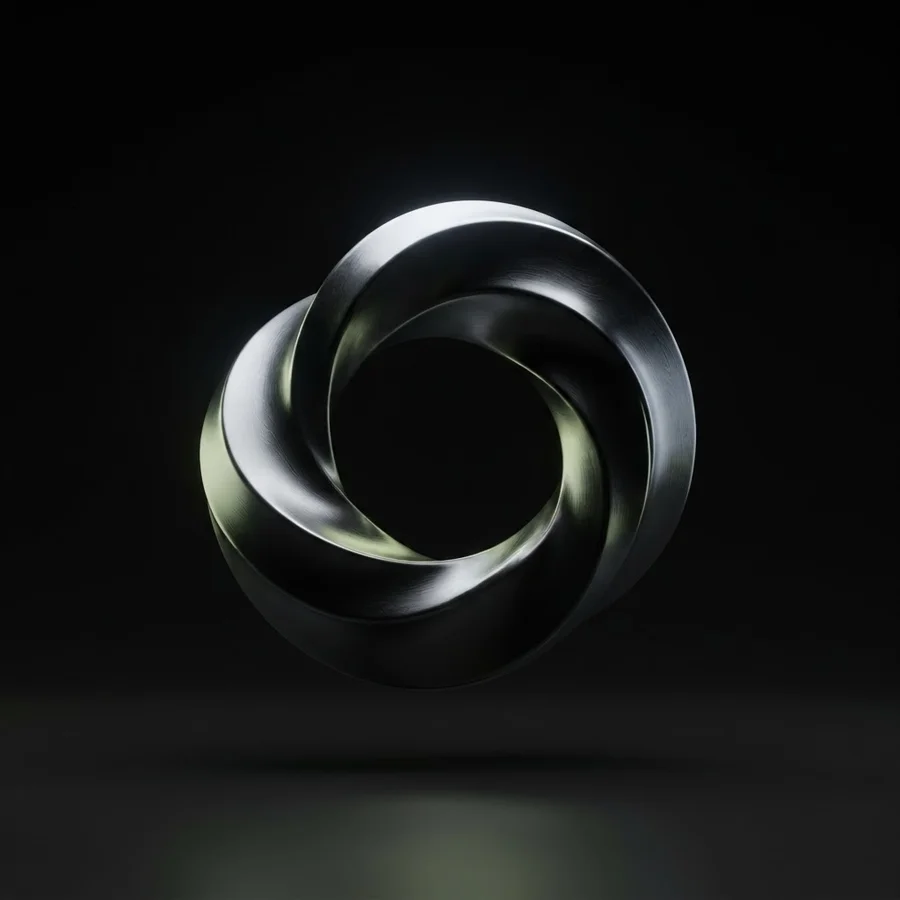 Sculptură metalică fluidă, simbol al creativității fără limite HBY